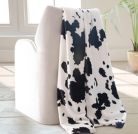 Couverture en peluche chaude et douce à motif vache noire, en polaire et flanelle, pour canapé, lit, voyage, décoration de chambre à coucher