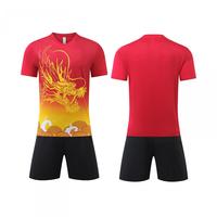 Set Badminton Sublimasi Naga Kustom Jersey Biru Celana Pendek Hitam Cepat Kering Bernapas Seragam Tim Tenis Meja