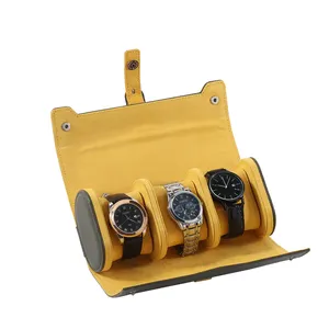 豪华设计师皮革旅行手表卷最佳滚轴手表卷，带三重手表盒