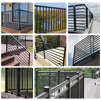 Conceptions décoratives de garde-corps de terrasse Véranda extérieure courbée Pont Escalier Pièces de système en fonte Balustrade en aluminium de balcon