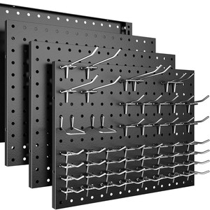 Metal Storage Pegboard Wall Mounted Garage Warehouse Rack Organizer <b>Tool</b> Display Board Black Rectangle 1 Layer - Product Image 1