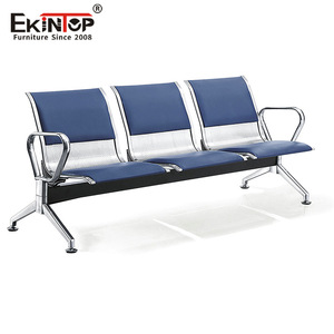 Silla de espera Ekintop de tres plazas de acero inoxidable con reposabrazos para uso público en hospitales y aeropuertos - Product Image 2
