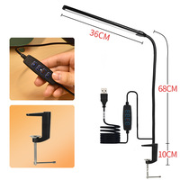 Lampe de bureau LED à pince métallique flexible, style européen moderne, noire, alimentée par USB, à intensité variable, pour la lecture et la chambre à coucher