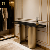 Table console ovale en marbre bronze de luxe moderne pour entrée, salon, villa ou meubles d'hôtel
