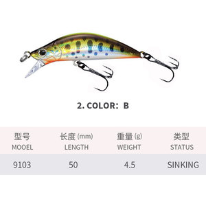 Esca Artificiale Affondante Mini Minnow in Acciaio Inox 50mm/4.5g, Esca Rigida per <span class=keywords><strong>Pesca</strong></span> in Torrente e Acqua Dolce, Imitazione Bionica di Pesce con Ami 9103 - Product Image 6