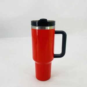 Gobelet isotherme personnalisé en acier inoxydable de 40 oz avec peinture fluorescente, pour le camping et les voyages, avec paille et poignée - Product Image 6
