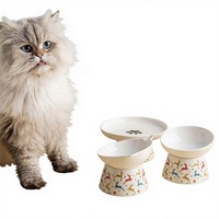Gamelle surélevée personnalisée pour chat, anti-renversement, pour nourriture et eau, motif étoile à cinq branches, empreinte de patte, motif cerf volant, pour l'alimentation des animaux de compagnie