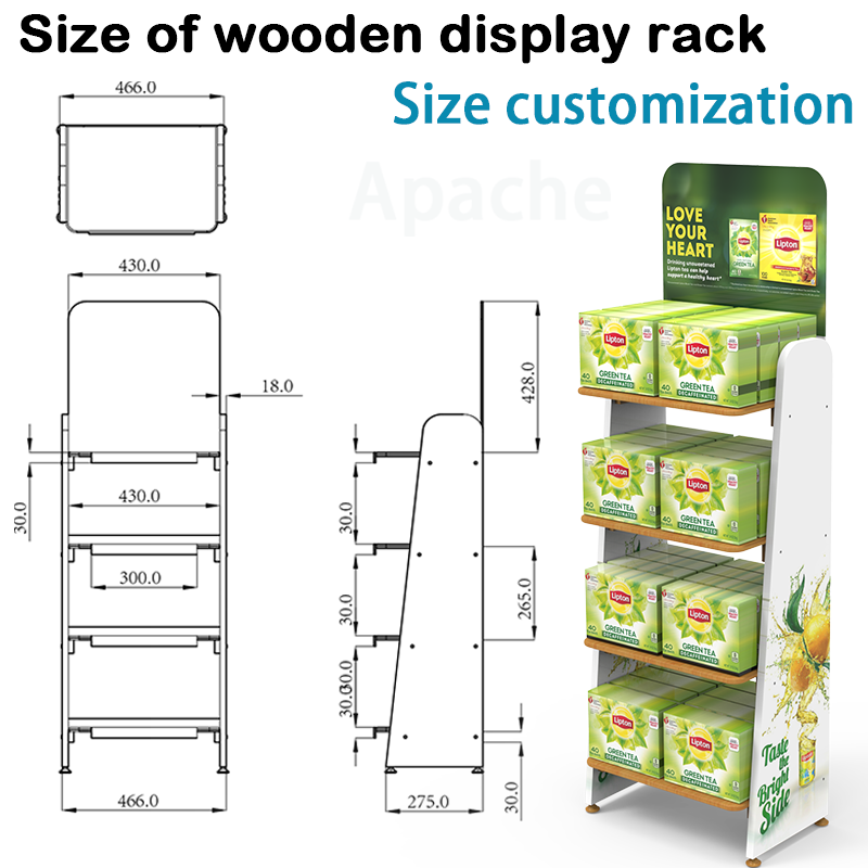 Customized Modern Wood Floor Standing Display Rack for Retail Stores with Easy Assembly — view 2