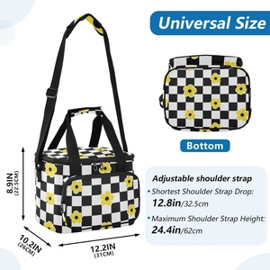 Hawaii Custom Checked Floral Reusable Lunch Bag Ice Pack Thermal Insulated Food Lunch Cooler Bag with Adjustable Shoulder Strap - Product Image 2