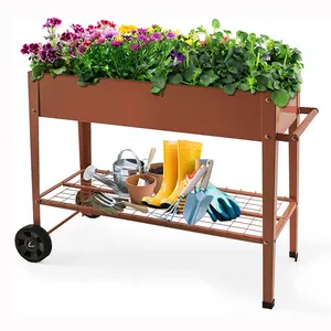 JH-Mech Raised Garden Bed für Gemüse kräuter Topfpflanzen Blumen Outdoor Mobile Metall Raised Garden Bed Planter Box