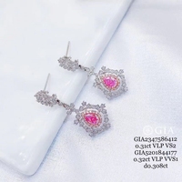 Super magnifique ensemble de bijoux en diamant rose fantaisie certifié GIA bague, collier et boucles d'oreilles en diamant naturel rose véritable or 18 carats