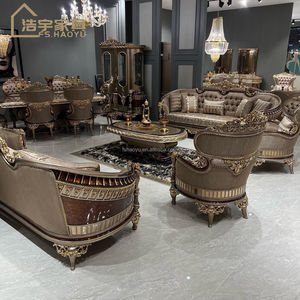 Luxury European Living Room <b>Set</b> Solid Wood Hand 18K Gold Foi Antique Furniture for Villa Hotel Projects - Product Image 2