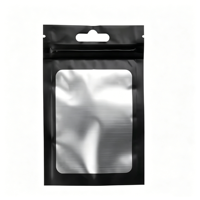 Sacs refermables en Mylar noir avec fenêtre transparente - 4,6x2,9 pouces, emballage anti-odeur et anti-humidité pour aliments, bijoux, petits articles