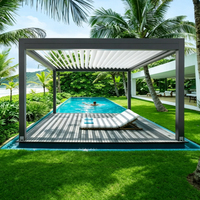 Pergola motorisée à toit rétractable à lames orientables avec éclairage LED, en aluminium 6063-T5, pour une vie extérieure intelligente, pergola bioclimatique 3x4m