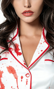 Costume d'infirmière zombie d'<span class=keywords><strong>horreur</strong></span> pour adulte, robe d'infirmière sexy et sanglante pour fête d'Halloween, jeu de rôle - Product Image 4