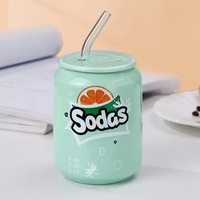 Cadeau personnalisé de dessin animé mignon portable tasses à café en céramique de couleur avec paille nouveauté café petit déjeuner tasse à lait