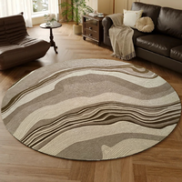 Tapis rond moderne minimaliste en laine de Nouvelle-Zélande à boucles rayées fabriqué à la machine Manna pour salon et chambre à coucher