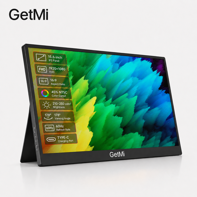 OEM ODM 15.6 Inch FHD 1080P IPS Monitor USB C  External Display For Laptop MacBook Phone Business Office Portable Monitor