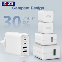 Chargeur mural portable ZUZG 100W 4-en-1 Type-C 2 ports USB QC3.0 PD à charge rapide, ignifuge, certifié CE/FCC, prise EU, pour voyage