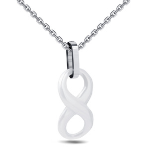 Collar de Cerámica Blanco con Forma de Ocho, 27MM, Cadena Minimalista para Clavícula, Cadena de Moda para Suéter, Joyería para Uso Diario, Regalo - Product Image 1