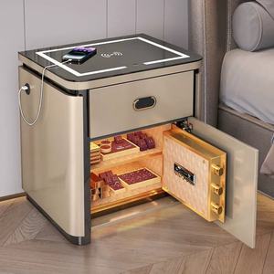 Mesa de Noche Inteligente con Almacenamiento, Carga Inalámbrica, 3 <span class=keywords><strong>Cajones</strong></span>, Cerradura de Huella Digital Segura, Luz LED, Mueble de Dormitorio, Venta al por Mayor - Product Image 1