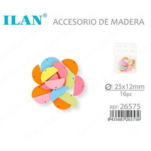 Pezzi di legno semicircolari ILAN 25x12mm 16 pezzi per artigianato - Product Image 3