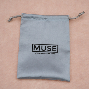 Small Grey Satin <b>Dust</b> <b>Bag</b> Drawstring Silk Gift Pouch <b>Bag</b> with Printing logo - Product Image 3