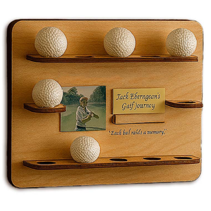 رف خشبي مخصص لعرض كرات الجولف مع صورة، هدية خشبية لعيد الأب لحفظ الذكريات، رف تذكاري للاعبي الجولف - Product Image 2