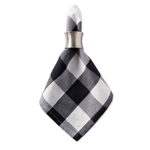 Custom Polyester Cotton Black <strong>White</strong> Plaid Dinner Washable <strong>Table</strong> <strong>Cloth</strong> and Napkins - Product Image 4