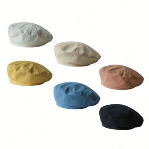 Custom Logo Hats for Women Girls Solid Color Simple French Artist <b>Beret</b> Cap Promotion Gifts - Product Image 1