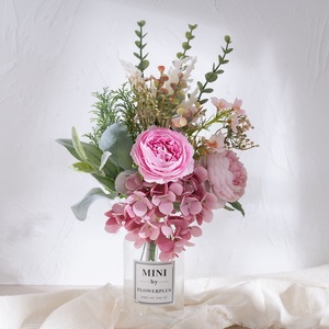Bouquet de fleurs artificielles Hai Xi Lu Lian, roses roses, eucalyptus, décoration de mariage et de maison CF01384 - Product Image 2