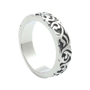 Men's Titanium Steel Floral <b>Ring</b> Retro <b>Silver</b> <b>Plain</b> Inlay Gift Jewelry - Product Image 1
