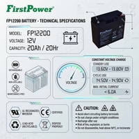 Batería de respaldo FirstPower FP12200 12V20Ah AGM VRLA de descarga estable y alta seguridad para equipos médicos