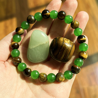 Bracelet de prospérité et de richesse en Aventurine verte et Œil de tigre, attirant la prospérité et le succès