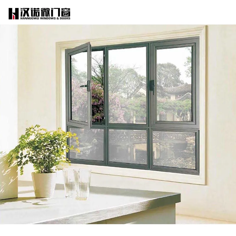 Alüminyum kanatlı pencere çift cam prefabrik pencere ve kapılar