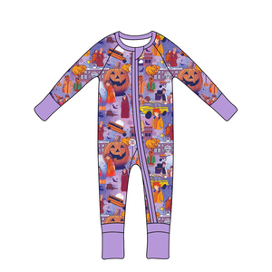 Mameluco con estampado de Halloween para bebé de fábrica personalizado OEM Qingli con estampados de calabaza y murciélago para niños de 0 a 8 años sin tarifa - Product Image 4