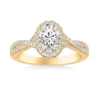 Bague de fiançailles personnalisée en or rose 14 carats avec double halo de diamants de laboratoire, taille ovale, certificat IGI, VVS D, pavé, à double sangle, pour mariage