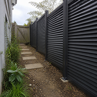 Clôture de jardin et balcon moderne en aluminium noir à lattes horizontales, style australien, pour l'intimité, écologique, résistante aux UV et durable