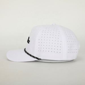 Vente en gros Casquette de baseball tendance personnalisée avec logo brodé Casquette 5 panneaux en polyester blanc pour le sport Casquette Gorras trouée découpée au laser - Product Image 3