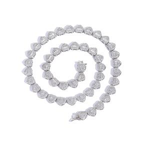 Collana tennis <span class=keywords><strong>a</strong></span> forma di cuore da 8 mm in rame intarsiato con zirconi, collana di tendenza impilabile per coppie, stile amore. - Product Image 5