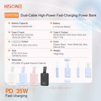 Banque d'alimentation tout-en-un essentielle pour les voyages 35W PD 10000/20000mAh avec câbles doubles intégrés et écran LED OEM LQ13