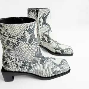 XINZI RAIN Low heel snake skin ankle square toe 5 cm heel height woman boots new arrivals 2022 Mid Calf Boots