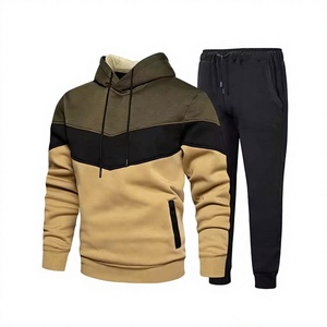 Ensemble de survêtement décontracté pour homme, couleur unie personnalisée, nouveau modèle 2024, pantalon à capuche, taille plus, sweats à capuche 100% coton, molleton respirant, hiver - Product Image 1