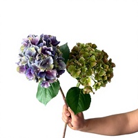 Bunga Hydrangea Sutra Plastik Berwarna Gradasi Kelopak Besar, Bestseller Lintas Negara, Ungu Tua Berkualitas Tinggi