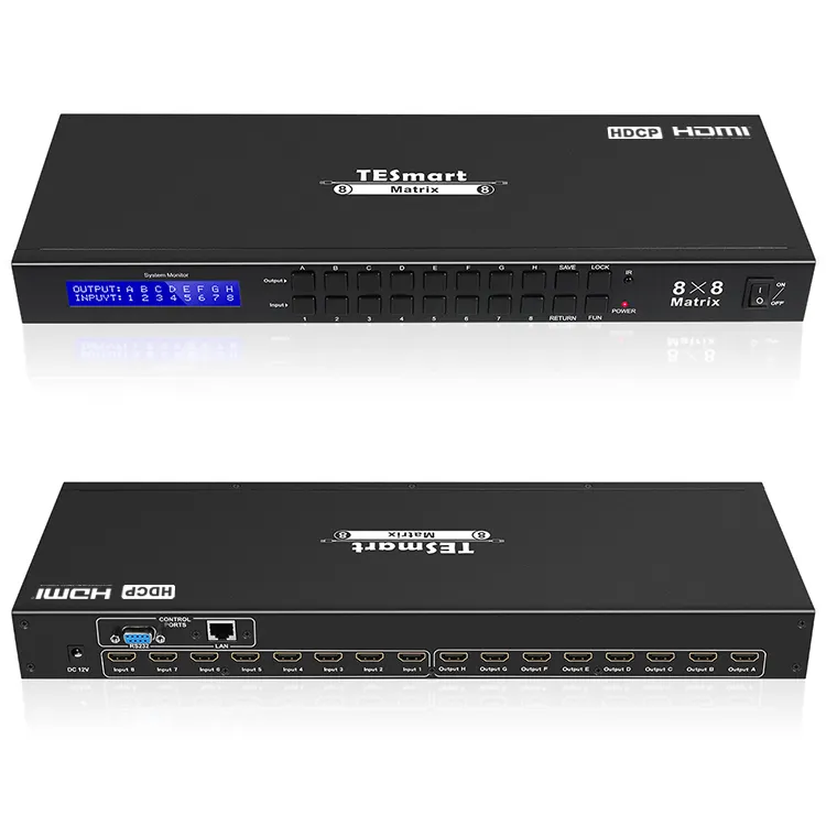 TESmart OEM ODM Input 8 Output 8 Video Switcher HDMI Martix 8x8 HDCP 1.4 EDID LAN RS232 Port 4K30Hz HDMI Matrix Switch