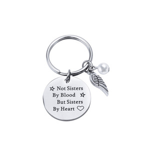 LLavero de acero inoxidable para mejor amiga, llavero con letra, no es de hermana por sangre, sino de hermana por corazón - Product Image 3