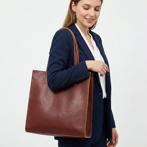 Pochette en cuir véritable pour femme, fermeture éclair, imperméable, antivol, écologique, couleur marron, sac à main tendance, prix de gros - Product Image 1