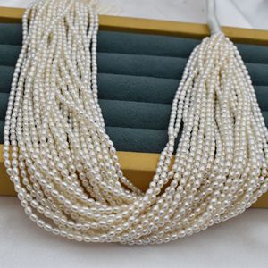 Collier de perles d'eau douce blanches pour femmes, perles de millet de 2,5 mm à forte luminosité, perles blanches semi-finies à faire soi-même, perles naturelles dispersées - Product Image 4