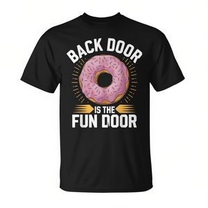 T-shirt humoristique pour adultes avec motif de beignets glacés et design amusant sur le dos, idéal pour les promotions - Product Image 2