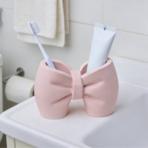 Soporte para cepillos de dientes y bolígrafos con diseño de lazo, organizador de almacenamiento doble para baño, tocador, brochas de maquillaje, artículos de papelería y regalos - Product Image 6